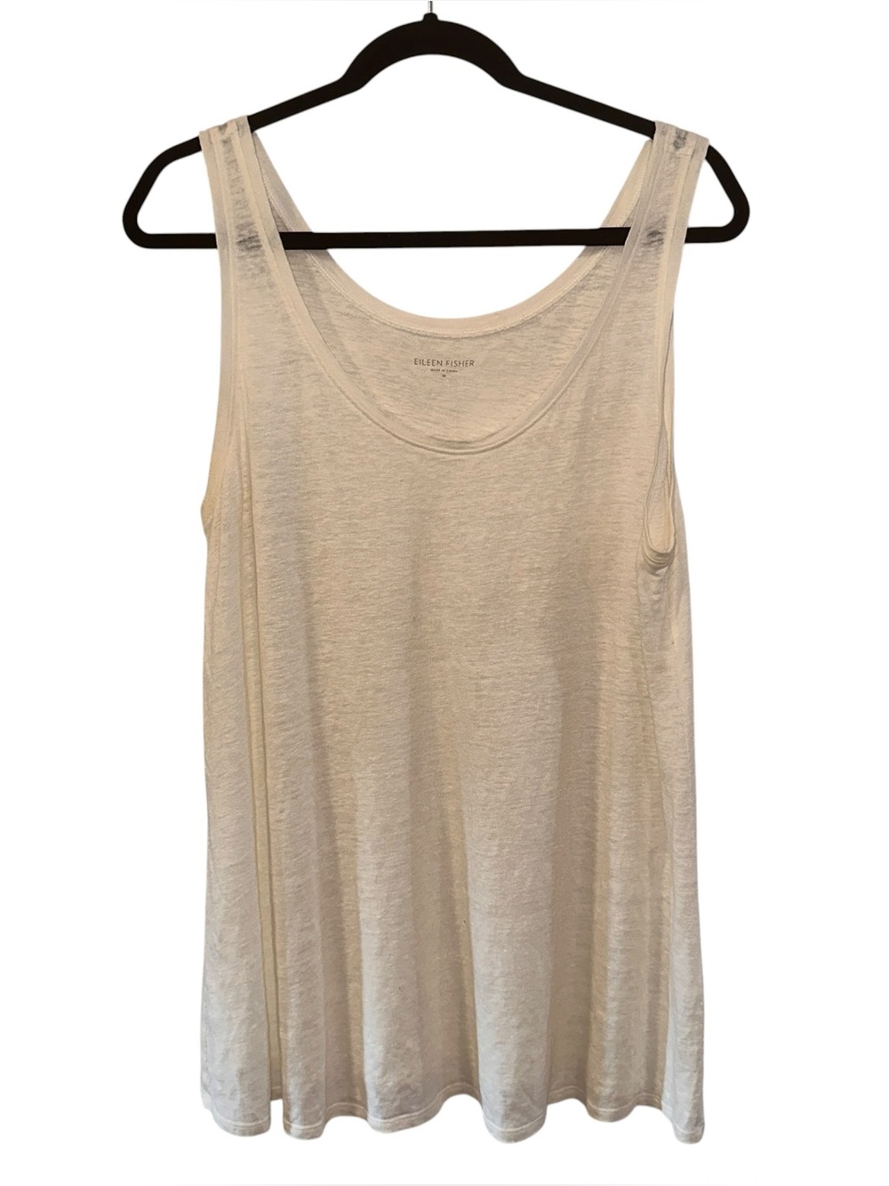 Eileen Fisher Size Medium Slub Knit Tank Top Cream Color Scoop Neck
